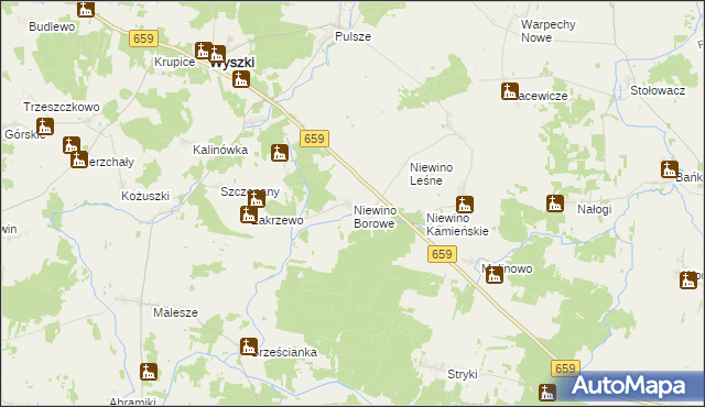 mapa Niewino Borowe, Niewino Borowe na mapie Targeo