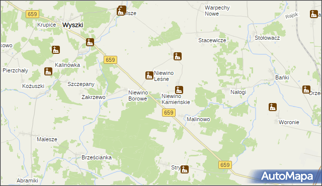 mapa Niewino Kamieńskie, Niewino Kamieńskie na mapie Targeo