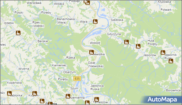 mapa Niewistka, Niewistka na mapie Targeo