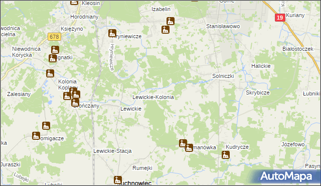 mapa Niewodnica Nargilewska-Kolonia, Niewodnica Nargilewska-Kolonia na mapie Targeo