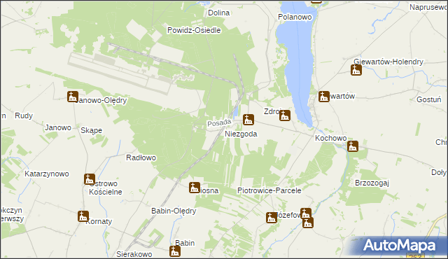 mapa Niezgoda gmina Słupca, Niezgoda gmina Słupca na mapie Targeo