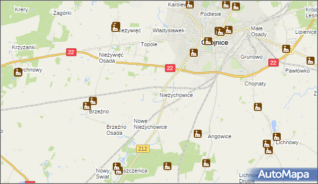 mapa Nieżychowice, Nieżychowice na mapie Targeo