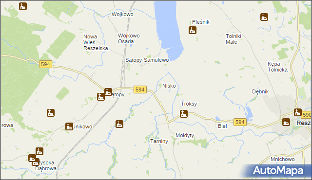 mapa Niski Młyn, Niski Młyn na mapie Targeo