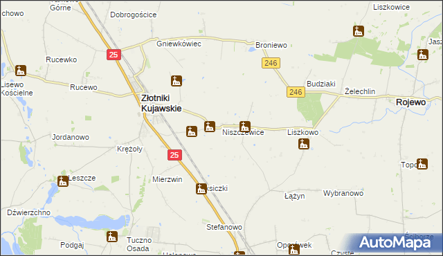 mapa Niszczewice, Niszczewice na mapie Targeo