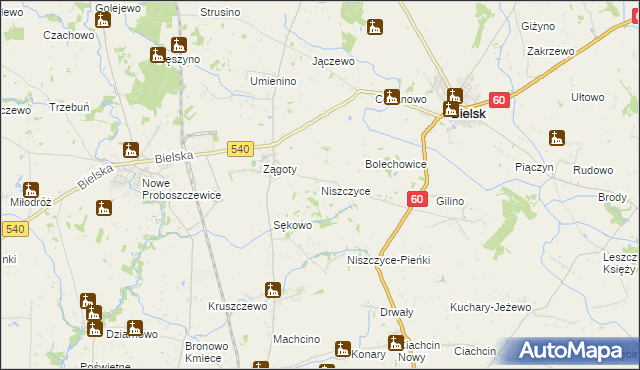 mapa Niszczyce, Niszczyce na mapie Targeo