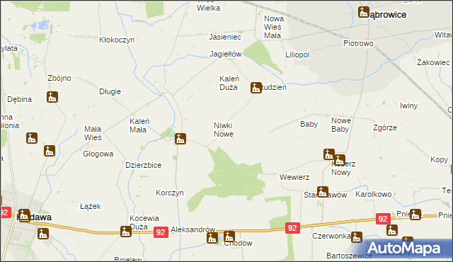 mapa Niwki gmina Chodów, Niwki gmina Chodów na mapie Targeo