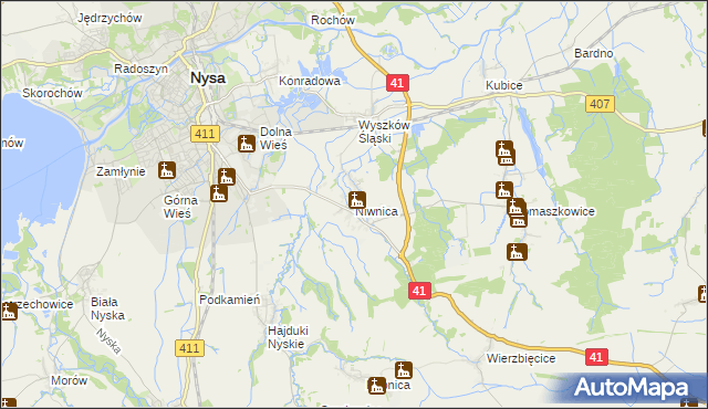 mapa Niwnica, Niwnica na mapie Targeo