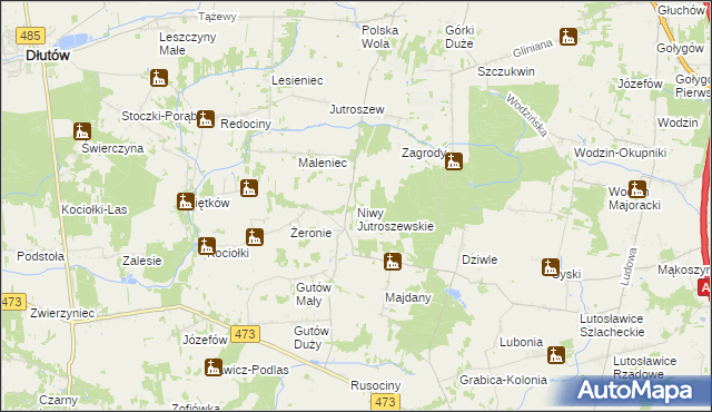 mapa Niwy Jutroszewskie, Niwy Jutroszewskie na mapie Targeo