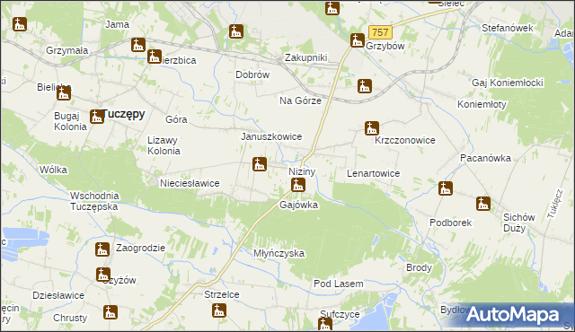 mapa Niziny gmina Tuczępy, Niziny gmina Tuczępy na mapie Targeo