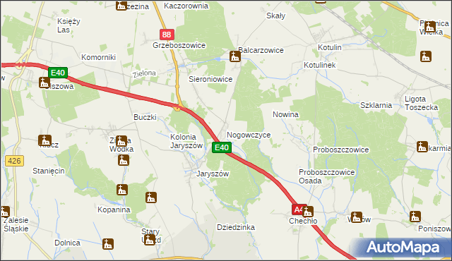 mapa Nogowczyce, Nogowczyce na mapie Targeo