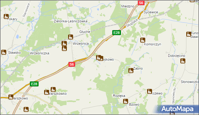 mapa Noskowo gmina Sławno, Noskowo gmina Sławno na mapie Targeo
