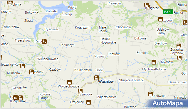 mapa Nosów gmina Waśniów, Nosów gmina Waśniów na mapie Targeo