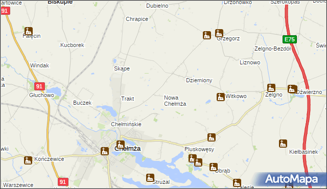 mapa Nowa Chełmża, Nowa Chełmża na mapie Targeo