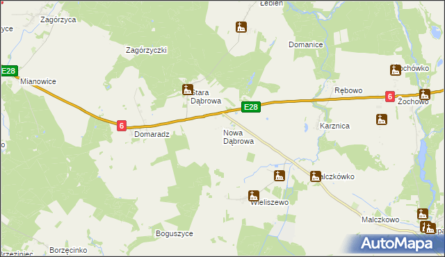 mapa Nowa Dąbrowa gmina Potęgowo, Nowa Dąbrowa gmina Potęgowo na mapie Targeo