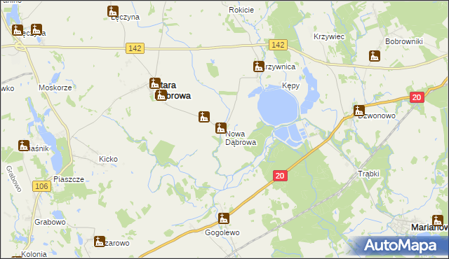 mapa Nowa Dąbrowa gmina Stara Dąbrowa, Nowa Dąbrowa gmina Stara Dąbrowa na mapie Targeo