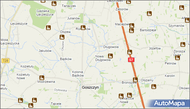 mapa Nowa Długowola, Nowa Długowola na mapie Targeo