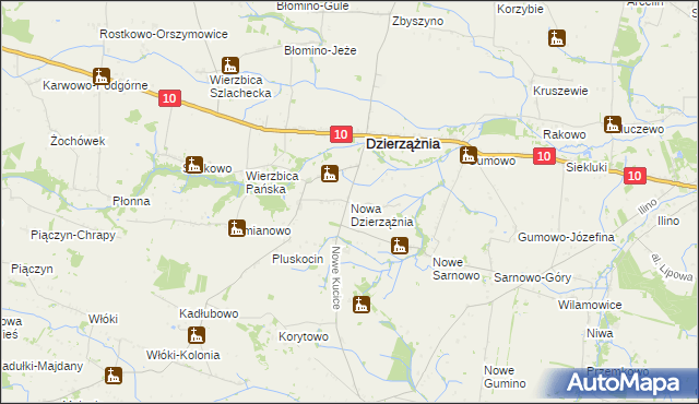 mapa Nowa Dzierzążnia, Nowa Dzierzążnia na mapie Targeo