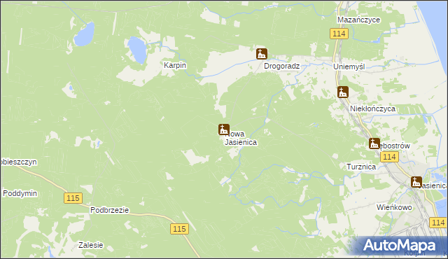 mapa Nowa Jasienica, Nowa Jasienica na mapie Targeo