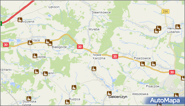 mapa Nowa Karczma gmina Siekierczyn, Nowa Karczma gmina Siekierczyn na mapie Targeo