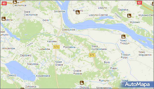 mapa Nowa Korzeniówka, Nowa Korzeniówka na mapie Targeo