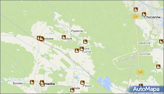 mapa Nowa Kuźnia gmina Gromadka, Nowa Kuźnia gmina Gromadka na mapie Targeo