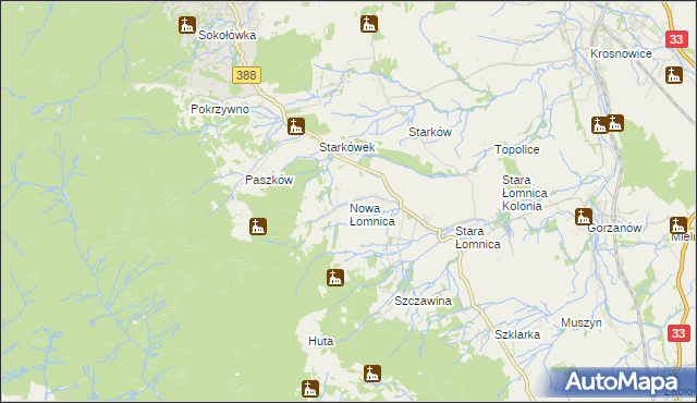 mapa Nowa Łomnica, Nowa Łomnica na mapie Targeo