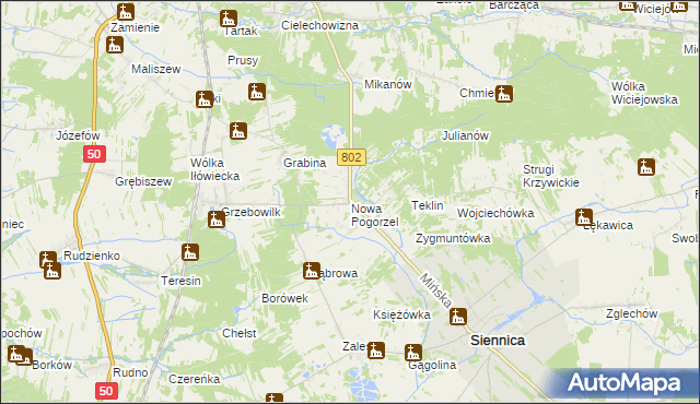 mapa Nowa Pogorzel, Nowa Pogorzel na mapie Targeo