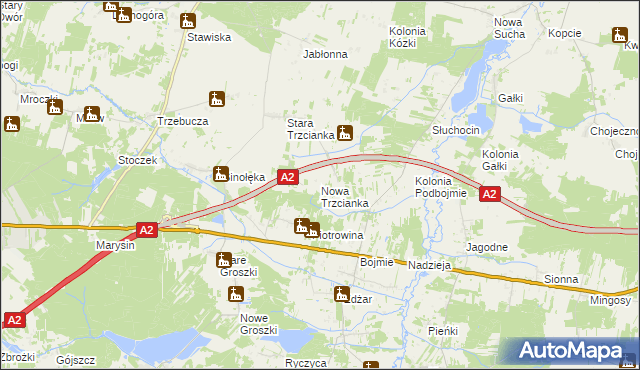 mapa Nowa Trzcianka, Nowa Trzcianka na mapie Targeo