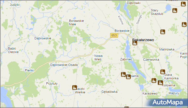 mapa Nowa Wieś gmina Bakałarzewo, Nowa Wieś gmina Bakałarzewo na mapie Targeo