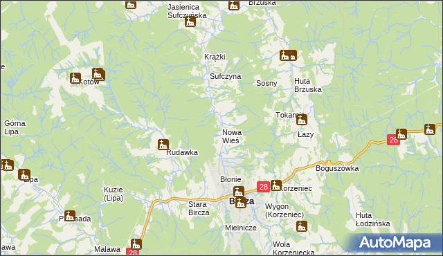 mapa Nowa Wieś gmina Bircza, Nowa Wieś gmina Bircza na mapie Targeo
