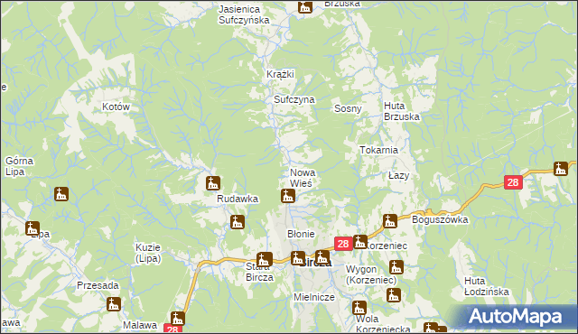 mapa Nowa Wieś gmina Bircza, Nowa Wieś gmina Bircza na mapie Targeo