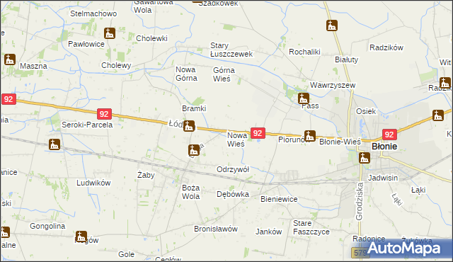 mapa Nowa Wieś gmina Błonie, Nowa Wieś gmina Błonie na mapie Targeo