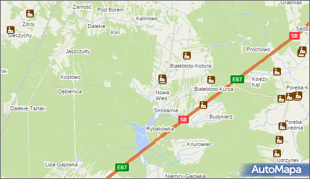 mapa Nowa Wieś gmina Brańszczyk, Nowa Wieś gmina Brańszczyk na mapie Targeo