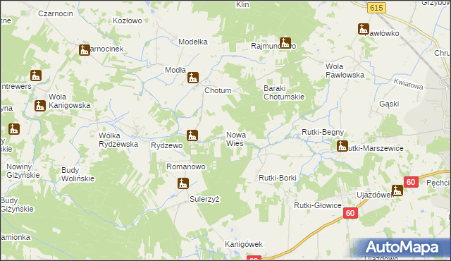 mapa Nowa Wieś gmina Ciechanów, Nowa Wieś gmina Ciechanów na mapie Targeo