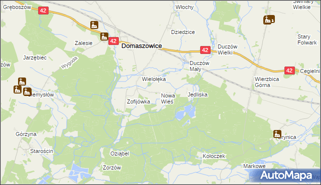 mapa Nowa Wieś gmina Domaszowice, Nowa Wieś gmina Domaszowice na mapie Targeo