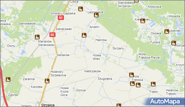 mapa Nowa Wieś gmina Gostynin, Nowa Wieś gmina Gostynin na mapie Targeo