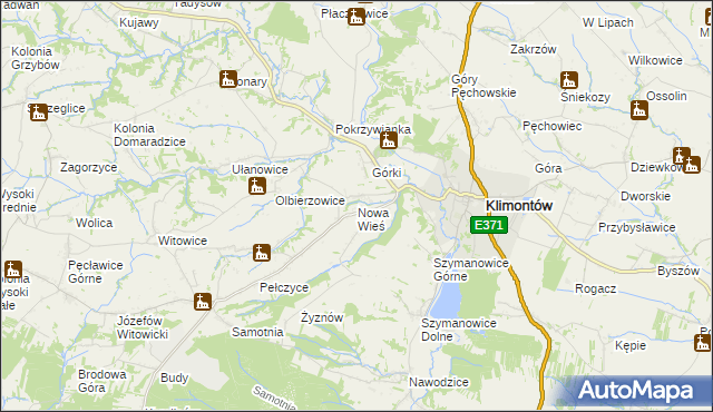 mapa Nowa Wieś gmina Klimontów, Nowa Wieś gmina Klimontów na mapie Targeo