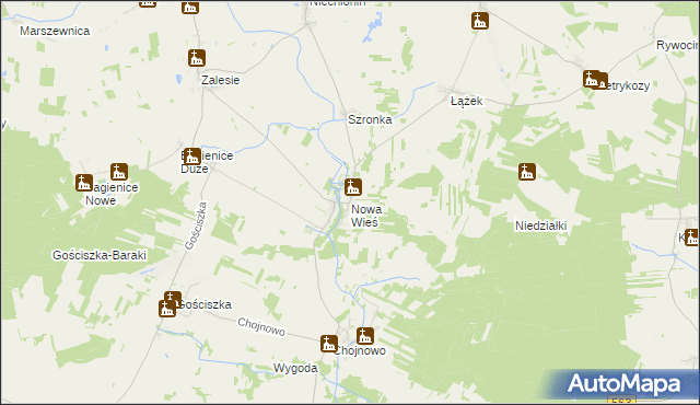 mapa Nowa Wieś gmina Kuczbork-Osada, Nowa Wieś gmina Kuczbork-Osada na mapie Targeo