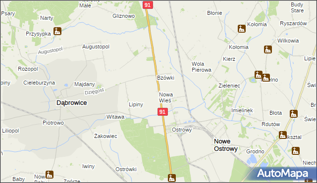 mapa Nowa Wieś gmina Nowe Ostrowy, Nowa Wieś gmina Nowe Ostrowy na mapie Targeo