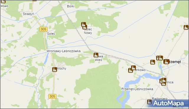 mapa Nowa Wieś gmina Przemęt, Nowa Wieś gmina Przemęt na mapie Targeo