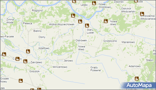 mapa Nowa Wieś gmina Rząśnik, Nowa Wieś gmina Rząśnik na mapie Targeo