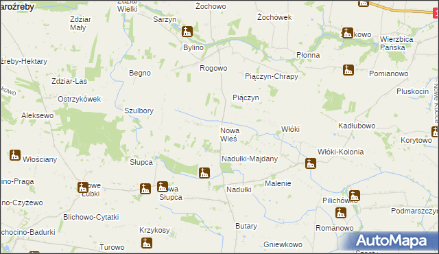 mapa Nowa Wieś gmina Staroźreby, Nowa Wieś gmina Staroźreby na mapie Targeo