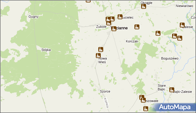 mapa Nowa Wieś gmina Trzcianne, Nowa Wieś gmina Trzcianne na mapie Targeo