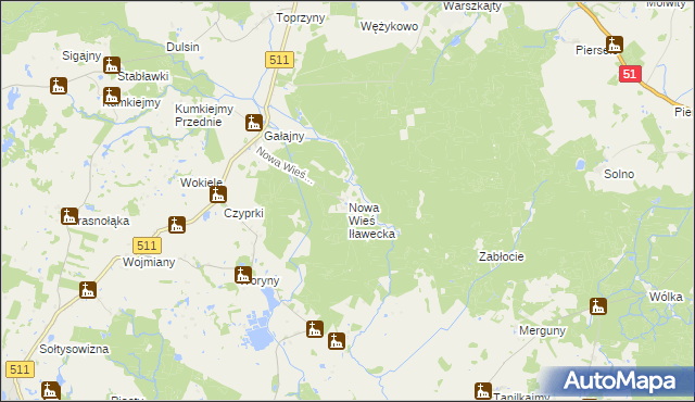 mapa Nowa Wieś Iławecka, Nowa Wieś Iławecka na mapie Targeo