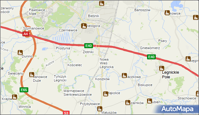 mapa Nowa Wieś Legnicka, Nowa Wieś Legnicka na mapie Targeo