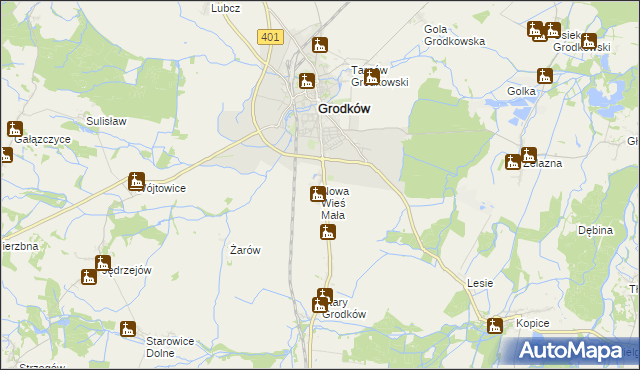 mapa Nowa Wieś Mała gmina Grodków, Nowa Wieś Mała gmina Grodków na mapie Targeo