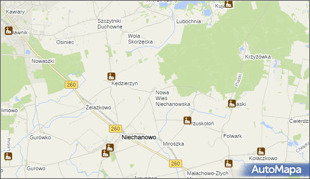 mapa Nowa Wieś Niechanowska, Nowa Wieś Niechanowska na mapie Targeo