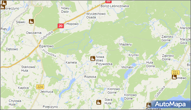 mapa Nowa Wieś Przywidzka, Nowa Wieś Przywidzka na mapie Targeo