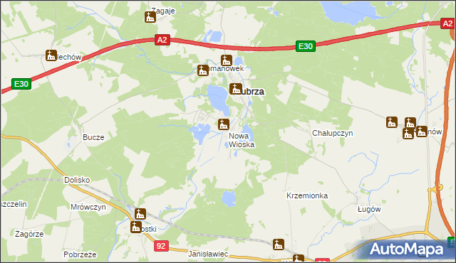 mapa Nowa Wioska gmina Lubrza, Nowa Wioska gmina Lubrza na mapie Targeo