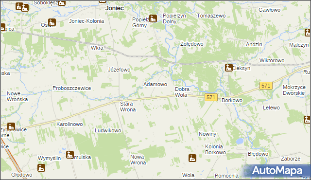 mapa Nowa Wrona gmina Nasielsk, Nowa Wrona gmina Nasielsk na mapie Targeo